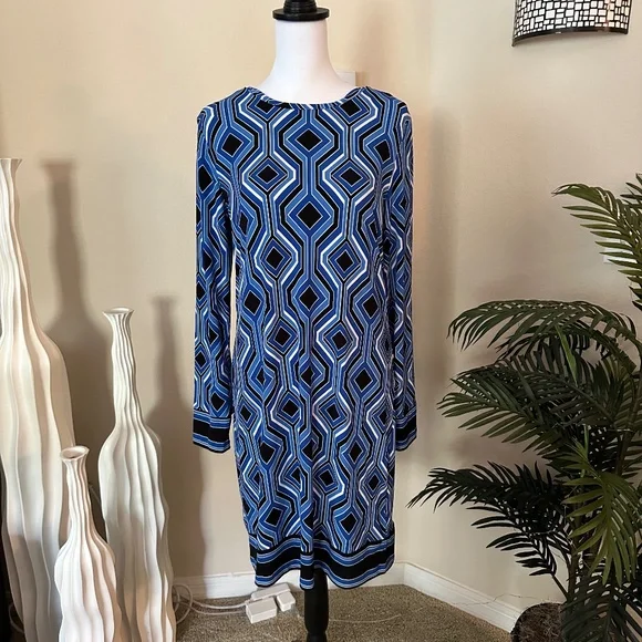 michael kors blue dress long sleeve Michael Kors | Dresses | Michael Kors Navy And White Long Sleeve Dress